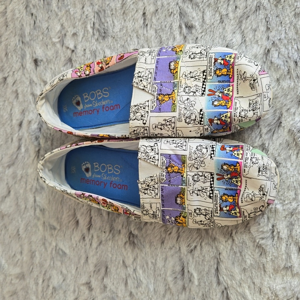 Bobs Garfield Print Slip On Flats, Girls Size 5, Decent Condition - Picture 6 of 9